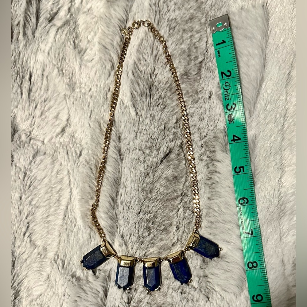 Loft blue and gold 8.5” modern statement necklace